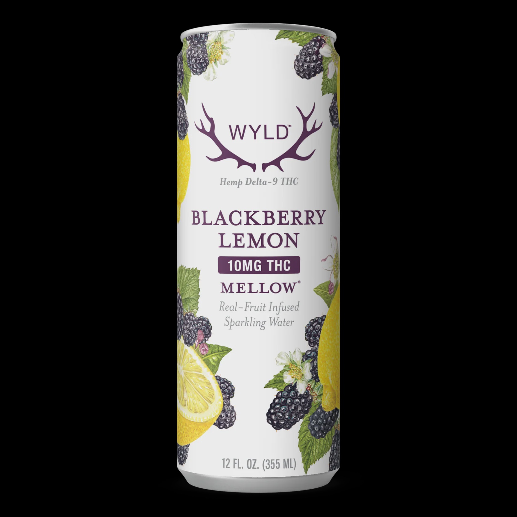 WYLD Mellow BlackBerry Lemon Sparkling Water 10 mg THC 12 oz can